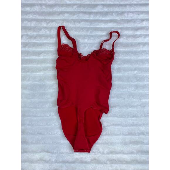 SKIMS Stretch Lace Teddy Bodysuit Lingerie Red Size M - Picture 5 of 7